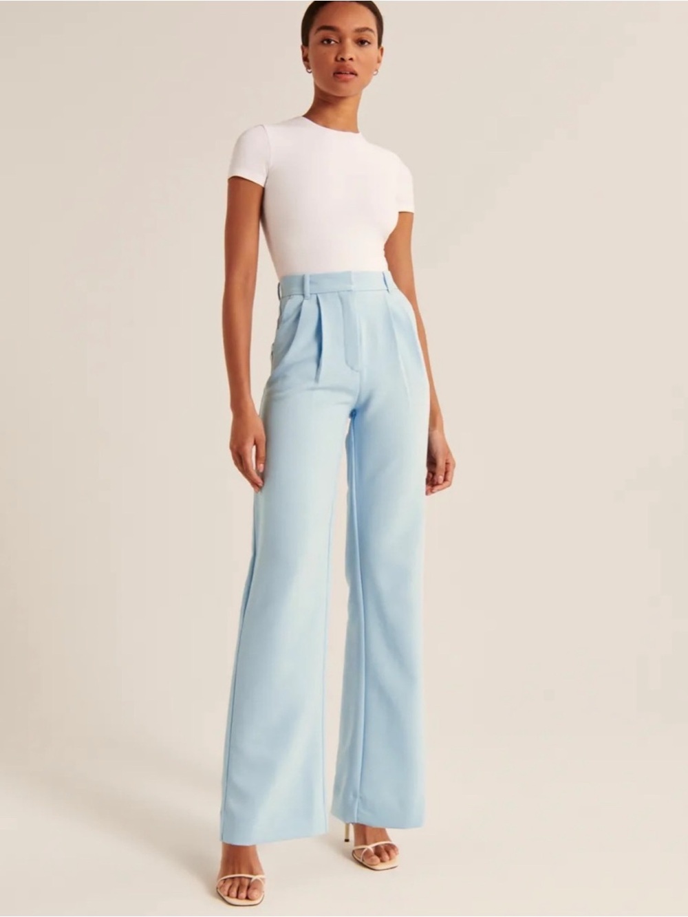 ABERCROMBIE & FITCH Sloane Tailored Trousers Pleated Pants Baby Blue Sz 28/6